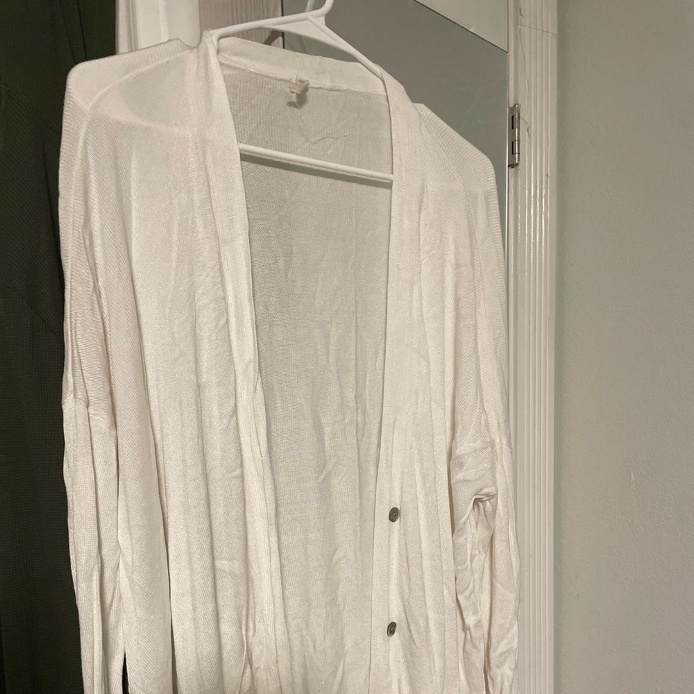 White Boho Slouchy Cardigan
